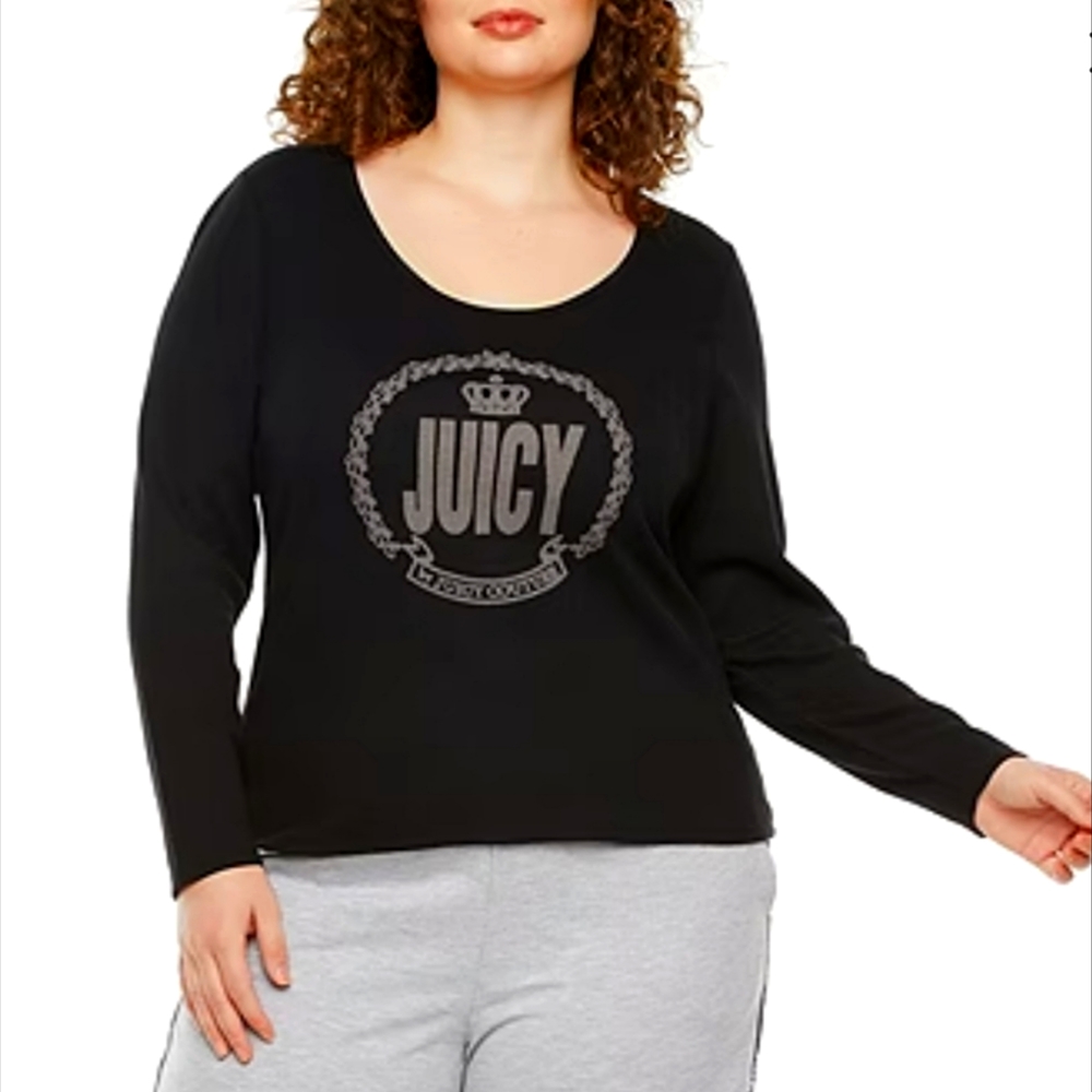 JUICY BY JUICY COUTURE WOMEN'S PLUS BOAT NECK LONG SLEEVE T-SHIRT, 2X